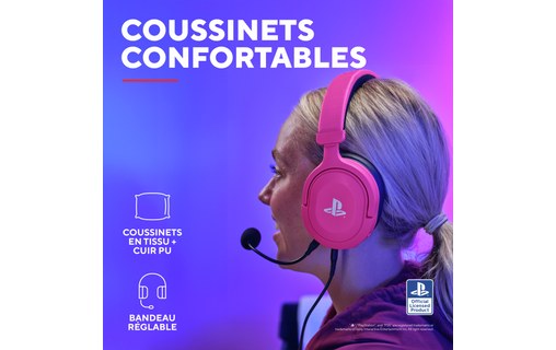 Casque gaming Trust GXT 498P Forta pour PS5, Rose