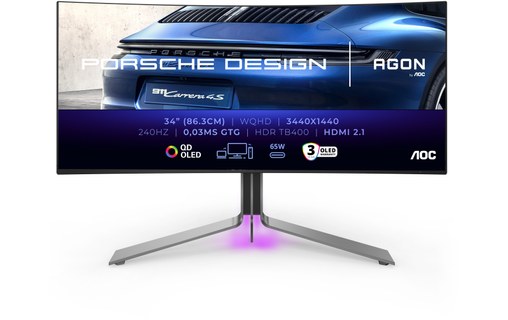 Écran Gaming Incurvé 34" AOC Porsche PD34 - QD OLED 240 Hz USB-C