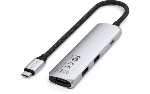 Dock USB-C 4 ports - Satechi 4-in-1 Adapter - Argent - HDMI 4K + USB