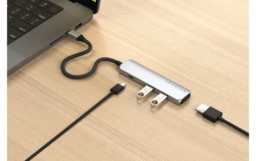 Dock USB-C 4 ports - Satechi 4-in-1 Adapter - Argent - HDMI 4K + USB