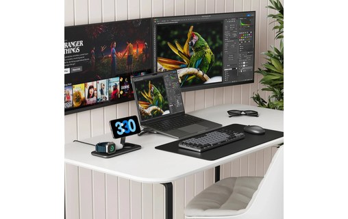 Chargeur sans fil Qi2 (15 W) 3-en-1 - Satechi Trio Wireless Charging Pad