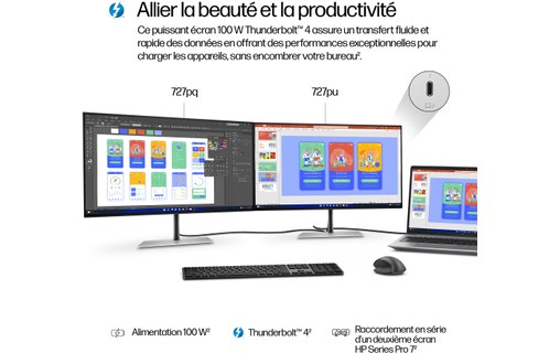 Écran 27" HP Série 7 Pro 727pu - 120 Hz USB-C Thunderbolt 4
