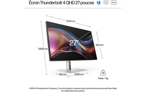 Écran 27" HP Série 7 Pro 727pu - 120 Hz USB-C Thunderbolt 4