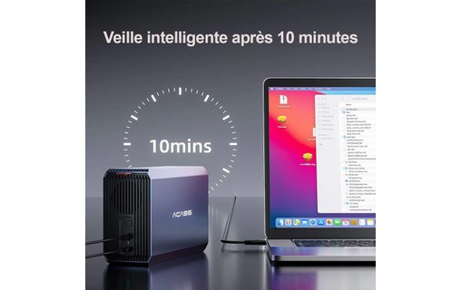 Boîtier RAID Acasis EC-7352 2 baies USB-C et USB-A - Pour disques 2,5" / 3,5"