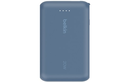 Batterie externe USB-C 10K (20 W, câble intégré) - Belkin BoostCharge Pro bleue
