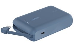 Batterie externe USB-C 10K (20 W, câble intégré) - Belkin BoostCharge Pro bleue