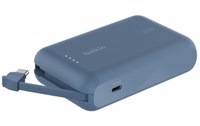 Batterie externe USB-C 10K (20 W, câble intégré) - Belkin BoostCharge Pro bleue