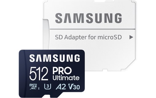Carte microSDXC Samsung PRO Ultimate 512 Go avec adaptateur USB, UHS-I, V30