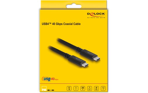 Câble Delock USB-C vers USB-C 240 W 40 Gbit/s - 1,2 m - Noir