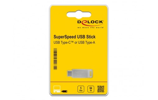 Clé USB-C et USB-A Delock 54075 64 Go - Argent - USB 3.2
