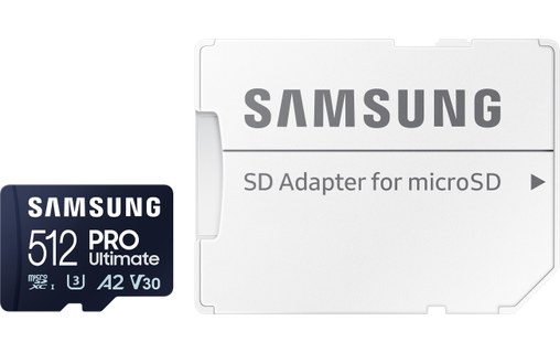 Carte microSDXC Samsung PRO Ultimate 512 Go avec adaptateur USB, UHS-I, V30
