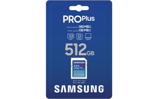 Carte SDXC Samsung PRO Plus 512 Go, UHS-I, V30
