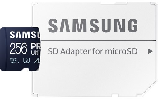 Carte microSDXC Samsung PRO Ultimate 256 Go avec adaptateur USB, UHS-I, V30