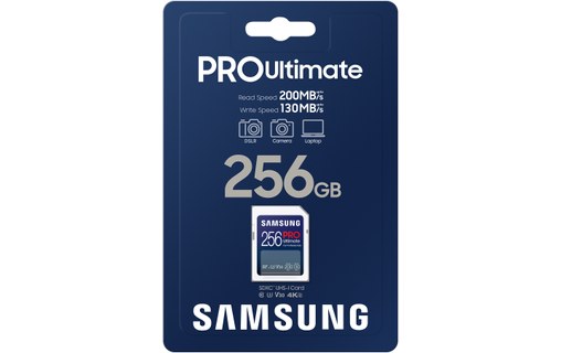 Carte SDXC Samsung PRO Ultimate 256 Go, UHS-I, V30
