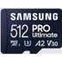 Carte microSDXC Samsung PRO Ultimate 512 Go avec adaptateur SD, UHS-I, V30