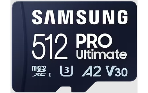 Carte microSDXC Samsung PRO Ultimate 512 Go avec adaptateur SD, UHS-I, V30