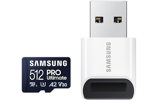 Carte microSDXC Samsung PRO Ultimate 512 Go avec adaptateur SD, UHS-I, V30