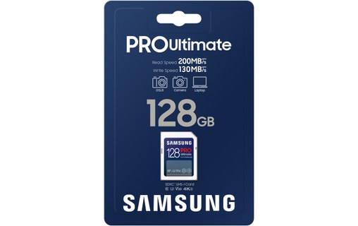 Carte SDXC Samsung PRO Ultimate 128 Go, UHS-I, V30