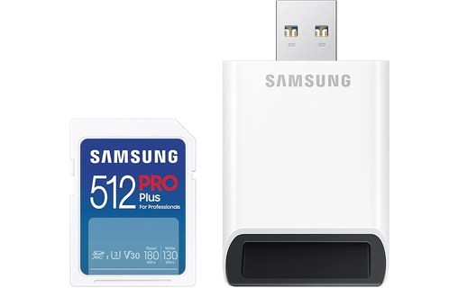 Carte SDXC Samsung PRO Plus 512 Go avec adaptateur USB, UHS-I, V30