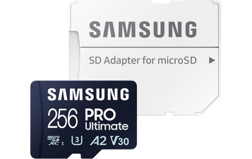 Carte microSDXC Samsung PRO Ultimate 256 Go avec adaptateur USB, UHS-I, V30