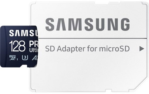 Carte microSDXC Samsung PRO Ultimate 128 Go avec adaptateur USB, UHS-I, V30
