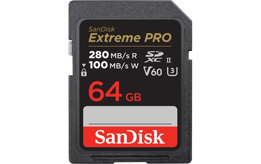 Carte SDXC SanDisk Extreme Pro 64 Go, UHS-II, V60