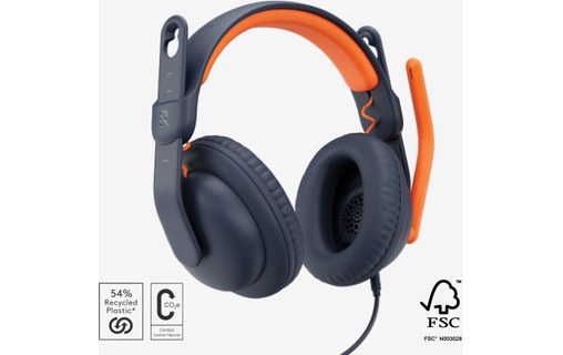 Casque gaming Logitech Zone Learn Over Ear USB-C Bleu, Orange