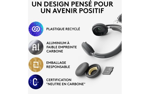 Micro-casque sans fil Logitech Zone Wireless 2 UC Stéréo, Graphite