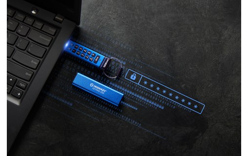 Clé USB Kingston IronKey Keypad 200 128 Go - Bleu - USB 3.2