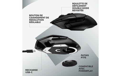 Souris Gaming sans fil Logitech G502 X Lightspeed - Noire