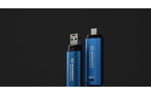 Clé USB Kingston IronKey Vault Privacy 50 256 Go - Bleu, Noir - USB 3.2