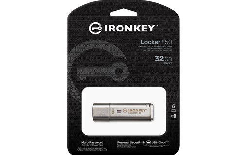 Clé USB Kingston IronKey Locker+ 50 32 Go - Argent - USB 3.2
