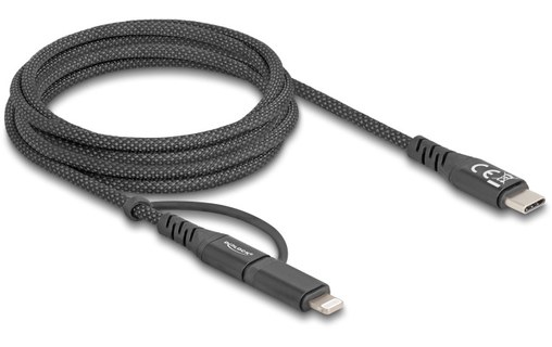 Câble Delock USB-C vers USB-C / Lightning - 2 m - Noir