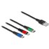 Câble Delock USB-A vers USB-C / Lightning / micro-USB-B - 2 m - Bleu