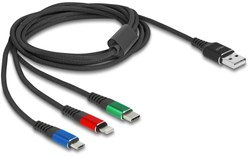 Câble Delock USB-A vers USB-C / Lightning / micro-USB-B - 2 m - Bleu