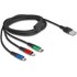 Câble Delock USB-A vers USB-C / Lightning / micro-USB-B - 2 m - Bleu