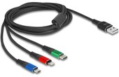 Câble Delock USB-A vers USB-C / Lightning / micro-USB-B - 2 m - Bleu