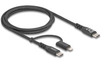 Câble Delock USB-C vers USB-C / Lightning 60 W - 1 m - Noir