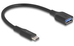 Câble Delock USB-C vers USB-A femelle 10 Gbit/s - 19 cm - Noir