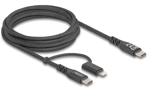 Câble Delock USB-C vers USB-C / Lightning - 2 m - Noir