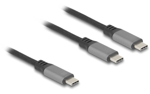 Câble Delock USB-C vers 2x USB-C 100 W - 1,2 m - Gris