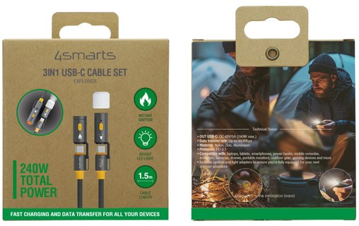 Câble 4Smarts USB-C vers USB-C USB 2.0 - 1,5 m - Noir