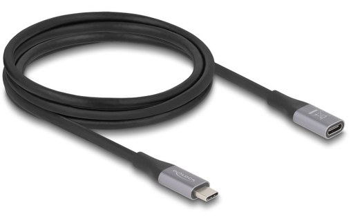 Rallonge Delock USB-C vers USB-C femelle 240 W 40 Gbit/s - 2 m - Gris