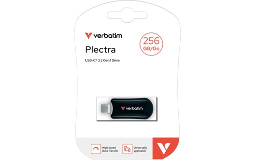 Clé USB-C Verbatim Plectra 256 Go - Noir - USB 3.2