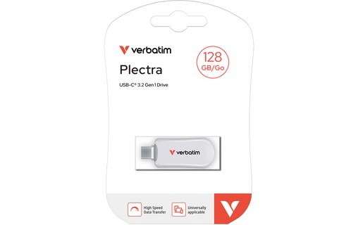 Clé USB-C Verbatim Plectra 128 Go - Blanc - USB 3.2