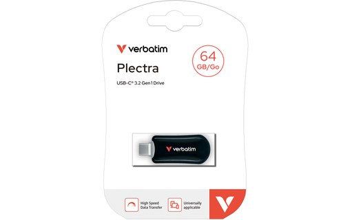 Clé USB-C Verbatim Plectra 64 Go - Noir - USB 3.2