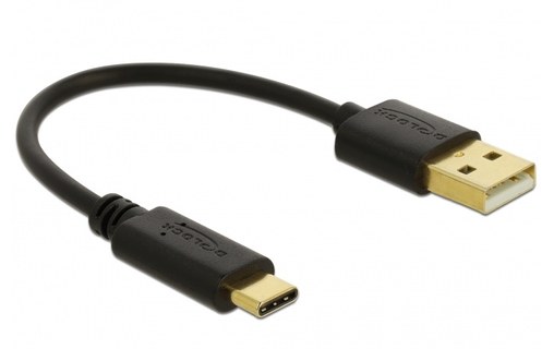 Câble Delock USB-A vers USB-C - 15 cm - Noir