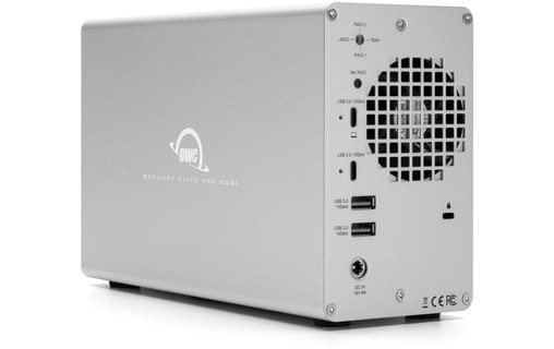 Boîtier RAID OWC Mercury Pro Dual USB-C avec hub USB 3 ports - 2 baies 2,5"/3,5"