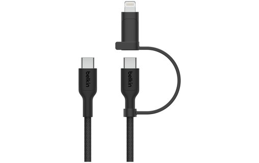 Câble Belkin USB-C vers USB-C / Lightning 60 W USB 2.0 - 1,5 m - Noir