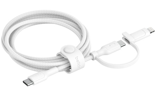 Câble Belkin USB-C vers USB-C / Lightning 60 W USB 2.0 - 1,5 m - Blanc